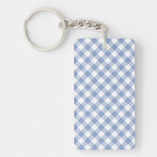 Gecontroleerd Blauw Gingham Classic patroon Sleutelhanger (Voorkant)