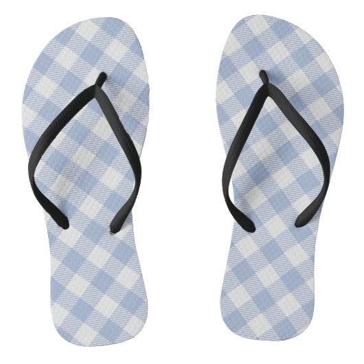 Gecontroleerd Blauw Gingham Classic patroon Teenslippers (Voetbed)