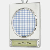Gecontroleerd Blauw Gingham Classic patroon Verzilverd Banner Ornament (Links)