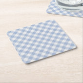 Gecontroleerd Blauw Gingham Classic patroon Vierkante Kartonnen Onderzetter (Schuin)