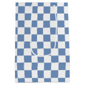 Gecontroleerd blauw/grijs en wit medium cadeauzakje (Achterkant)