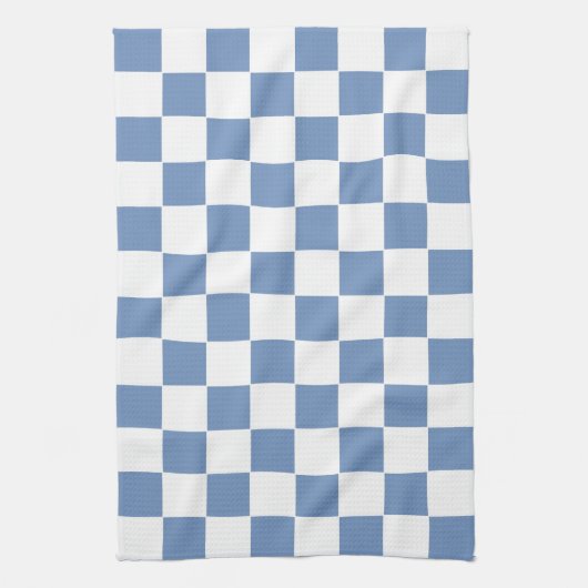 Gecontroleerd blauw/grijs en wit theedoek (Verticaal)