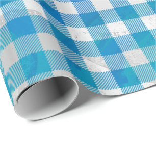 Gecontroleerd Buffalo Speld Blauw en Wit Cadeaupapier
