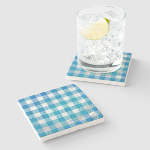 Gecontroleerd Buffalo Speld Blauw en Wit Stenen Onderzetter