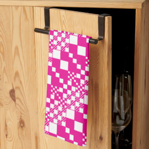 Gecontroleerd, controles in magenta en wit theedoek