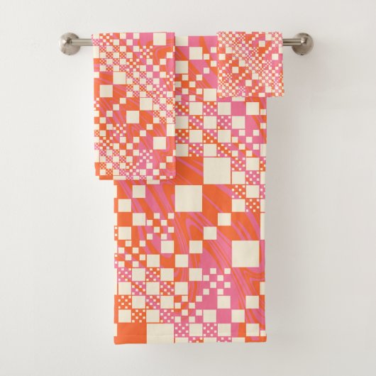 Gecontroleerd, Controles - Roze, Oranje en crème Bad Handdoek (Insitu)