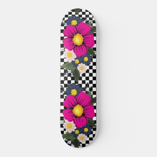 Gecontroleerd en bloemen skateboard (Voorkant)