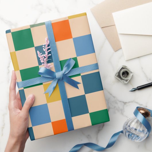 Gecontroleerd gecontroleerd multi-kleurenpatroon cadeaupapier (Geschenken)