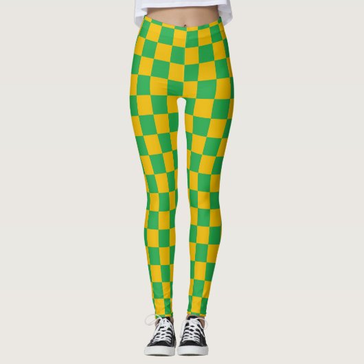 Gecontroleerd groen en goud leggings (Voorkant)