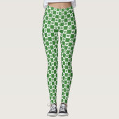 Gecontroleerd groen en wit het Patroon van het Omv Leggings (Voorkant)