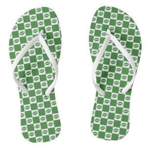 Gecontroleerd groen en wit het Patroon van het Omv Teenslippers
