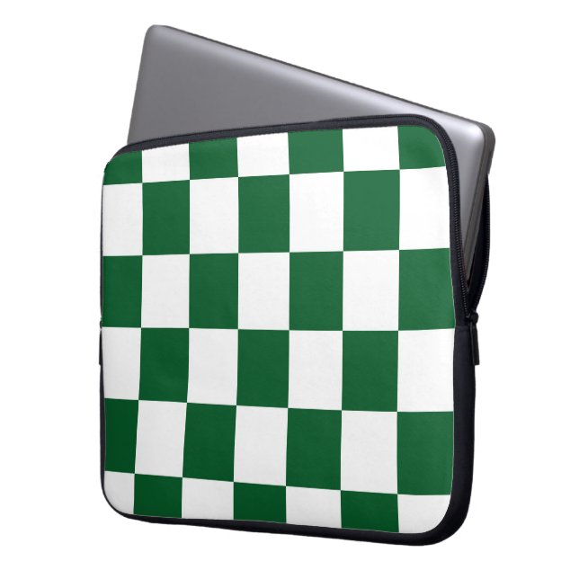 Gecontroleerd groen en wit laptop sleeve (Voorkant Links)