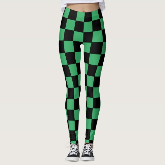 Gecontroleerd groen en zwart leggings (Voorkant)