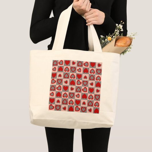 Gecontroleerd hartpatroon grote tote bag