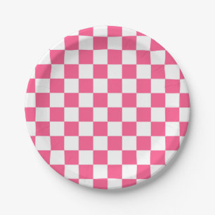 Gecontroleerd Hot Pink en White Papieren Bordje