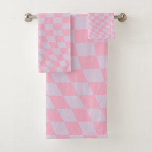 Gecontroleerd Lila Patroon Roze Checkerboard contr Bad Handdoek