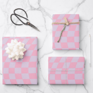 Gecontroleerd Lila Patroon Roze Checkerboard contr Inpakpapier Vel