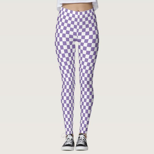 Gecontroleerd Paars en wit Leggings (Voorkant)