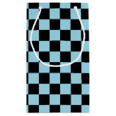 Gecontroleerd pastblauw en zwart klein cadeauzakje (Achterkant)