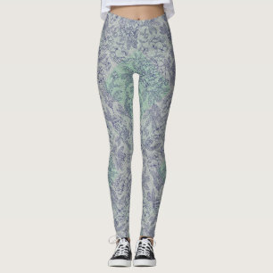 Gecontroleerd patroon kleine groene stroming Offwh Leggings