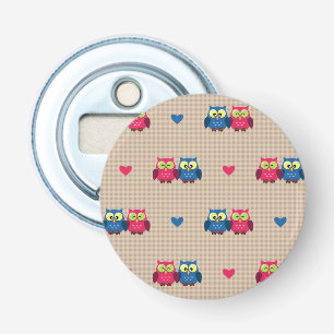 Gecontroleerd patroon met liefdesuilen button flesopener