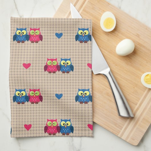 Gecontroleerd patroon met liefdesuilen theedoek (Quarter Fold)