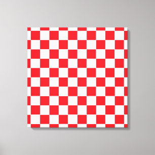Gecontroleerd Rood en Wit Canvas Afdruk