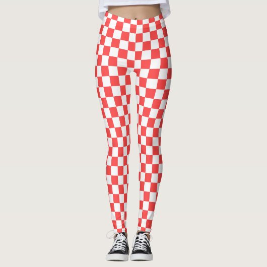 Gecontroleerd rood en wit leggings (Voorkant)