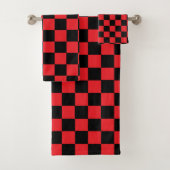 Gecontroleerd rood en zwart bad handdoek (Insitu)