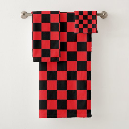 Gecontroleerd rood en zwart bad handdoek (Insitu)