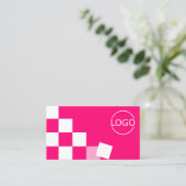 Gecontroleerd Roze en Witte Modern met Logo Stijlv Visitekaartje (Staand voorkant)