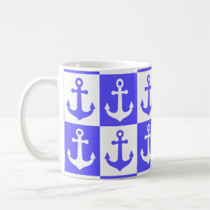 Gecontroleerd scheepsankerpatroon - Ocean Blue Koffiemok
