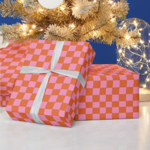 Gecontroleerd Sinaasappel en roze Cadeaupapier