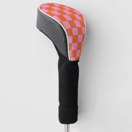 Gecontroleerd Sinaasappel en roze Golfheadcover (Schuin)