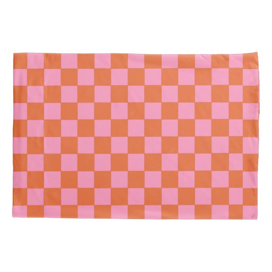 Gecontroleerd Sinaasappel en roze Kussensloop (Achterkant)