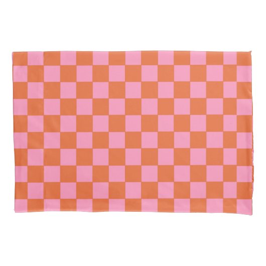Gecontroleerd Sinaasappel en roze Kussensloop (Voorkant)