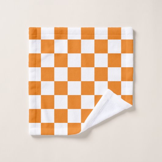 Gecontroleerd Sinaasappel en wit Bad Handdoek (Wasdoekje)