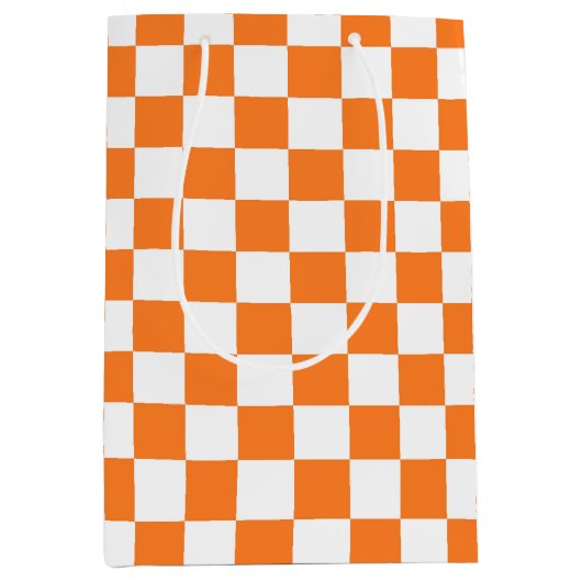 Gecontroleerd Sinaasappel en wit Medium Cadeauzakje (Voorkant)