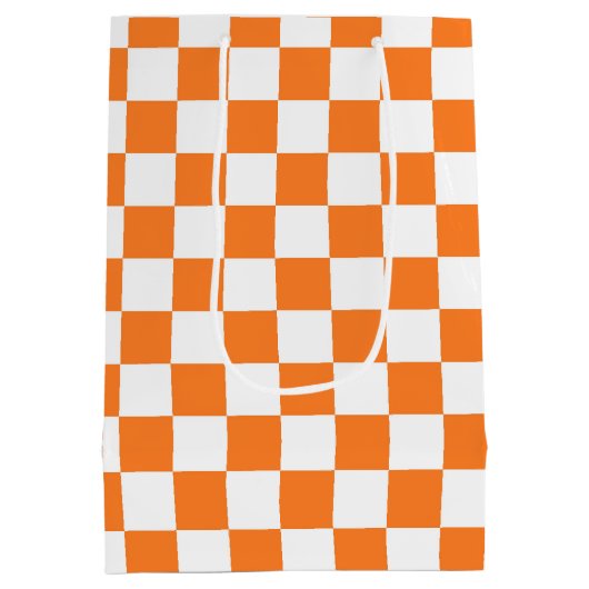 Gecontroleerd Sinaasappel en wit Medium Cadeauzakje (Achterkant)