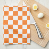 Gecontroleerd Sinaasappel en wit Theedoek (Quarter Fold)