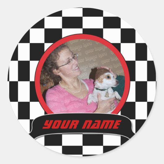 Gecontroleerd vierkant ronde sticker (Voorkant)