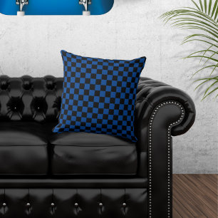 Gecontroleerd zwart en blauw Sierkussen
