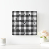 Gecontroleerd, zwart en wit vierkante klok (Huis)