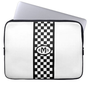 Gecontroleerd zwart monogram laptop sleeve