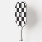 Gecontroleerd zwart-wit monogram pickleball paddle (Links)
