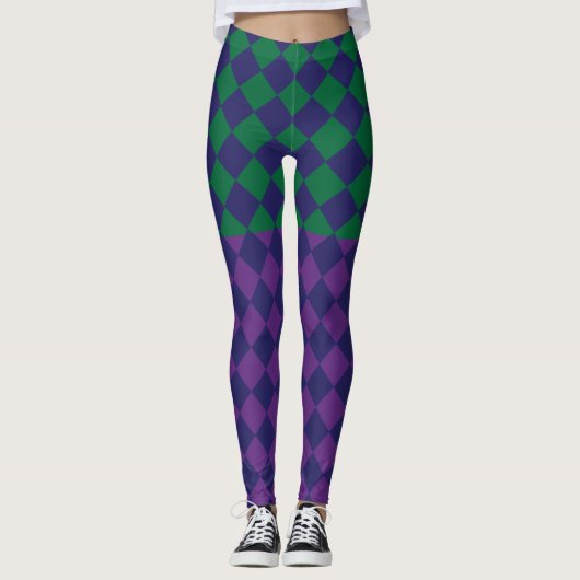 Gecontroleerde Blauwe, paarse en Groene Kleinere L Leggings (Voorkant)