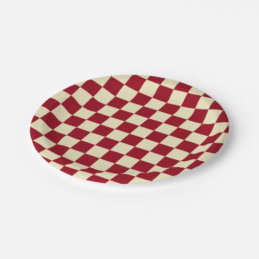 Gecontroleerde Bourgogne en Cream Papieren Bordje (Gekanteld)