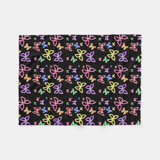 GECONTROLEERDE BUTTERFLIES FLEECE DEKEN (Voorkant (Horizontaal))