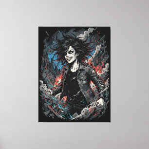 Gecontroleerde Chaos Punk Meisje Stedelijke Grun Canvas Afdruk