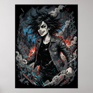 Gecontroleerde Chaos Punk Meisje Stedelijke Grun Poster